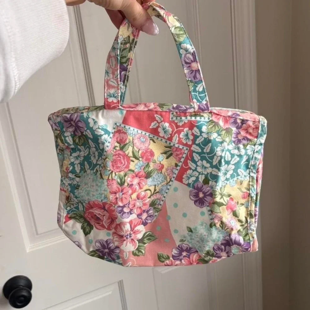 Vintage Floral Patchwork Tote Bag